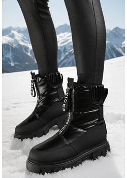 Czarne Śniegowce na Grubej Podeszwie z Suwakiem Cresandi ze sklepu born2be.pl w kategorii Śniegowce damskie - zdjęcie 187696526
