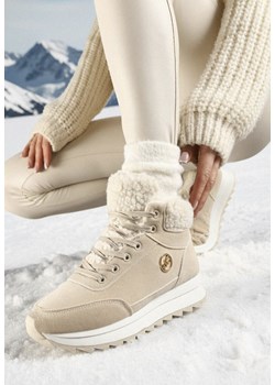 Beżowe Sneakersy Mocno Ocieplone Sztucznym Futerkiem Rosanas ze sklepu born2be.pl w kategorii Buty sportowe damskie - zdjęcie 187696529