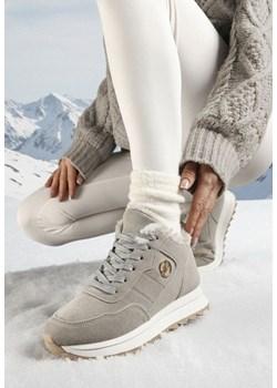 Szare Sneakersy na Platformie z Futerkiem Egiapia ze sklepu born2be.pl w kategorii Buty sportowe damskie - zdjęcie 187696537