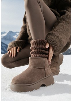 Brązowe Wsuwane Śniegowce z Imitacji Zamszu na Grubej Podeszwie Zenore ze sklepu born2be.pl w kategorii Śniegowce damskie - zdjęcie 187696568