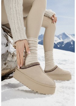 Beżowe Śniegowce na Grubej Podeszwie z Niską Cholewką Lotitha ze sklepu born2be.pl w kategorii Śniegowce damskie - zdjęcie 187696577