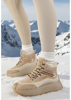 Ciemnobeżowe Sportowe Sneakersy Śniegowce Vices na Grubej Podeszwie Nellsana ze sklepu born2be.pl w kategorii Buty sportowe damskie - zdjęcie 187696668