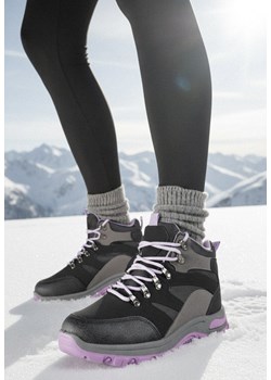 Czarno-Fioletowe Buty Trekkingowe Trapery Vices Ozdobione Przeszyciami Narrive ze sklepu born2be.pl w kategorii Workery damskie - zdjęcie 187696685