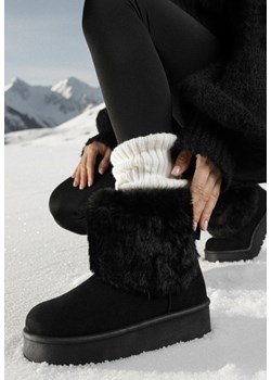 Czarne Śniegowce za Kostkę Mocno Ocieplane z Futerkiem na Platformie Reilanna ze sklepu born2be.pl w kategorii Śniegowce damskie - zdjęcie 187696689