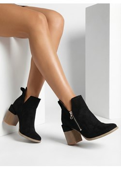 Royalfashion Czarne ażurowe botki na słupku Veviret ze sklepu royalfashion.pl w kategorii Botki - zdjęcie 187698846