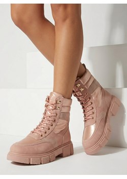 Bootsy Fuego Rosa - Stylowe Damskie Buty Z Płaskim Obcasem ze sklepu royalfashion.pl w kategorii Workery damskie - zdjęcie 187699127