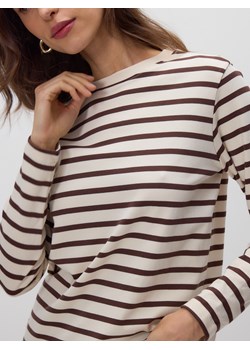 Reserved - Longsleeve z merceryzowanej bawełny - brązowy ze sklepu Reserved w kategorii Bluzki damskie - zdjęcie 187699508