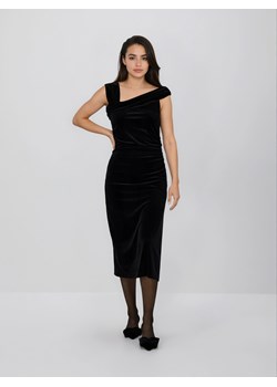 Reserved - Welurowa sukienka midi - czarny ze sklepu Reserved w kategorii Sukienki - zdjęcie 187699939