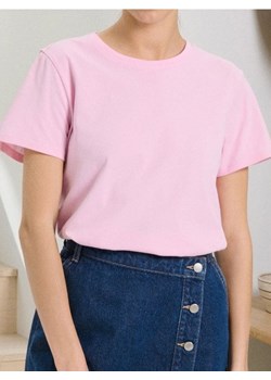Sinsay - Bawełniana koszulka basic - różowy ze sklepu Sinsay w kategorii Bluzki damskie - zdjęcie 187700258