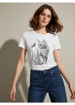 Sinsay - Bawełniana koszulka z nadrukiem - biały ze sklepu Sinsay w kategorii T-shirty męskie - zdjęcie 187700259