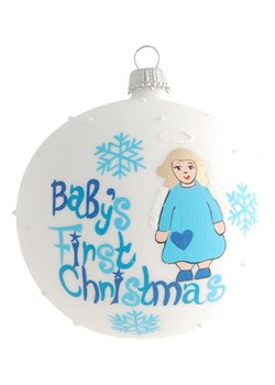 Krebs Glas Lauscha Bombka w kolorze biało-błękitnym - Ø 8 cm ze sklepu Limango Polska w kategorii Dekoracje bożonarodzeniowe - zdjęcie 187700689