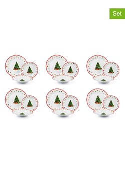 Trendy Kitchen by EXCÉLSA 18-częściowy zestaw talerzy &quot;Christmas Eve&quot; w kolorze biało-czerwono-zielonym ze sklepu Limango Polska w kategorii Naczynia - zdjęcie 187700709