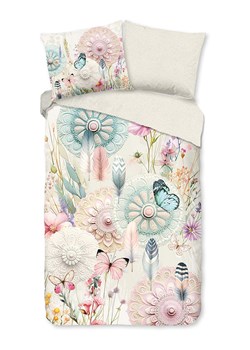 Descanso Komplet pościeli satynowej &quot;Maysa&quot; w kolorze kremowym ze wzorem ze sklepu Limango Polska w kategorii Pościele - zdjęcie 187702197