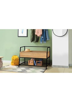 IDOMYA Essentials Szafka na buty &quot;Timeo&quot; w kolorze jasnobrązowym z siedziskiem - 90 x 60 x 39 cm ze sklepu Limango Polska w kategorii Szafy - zdjęcie 187704099