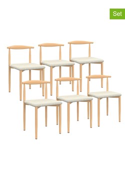 IDOMYA Factory Krzesła (6 szt.) &quot;Adam&quot; w kolorze biało-jasnobrązowym - 50 x 74 x 48 cm ze sklepu Limango Polska w kategorii Meble - zdjęcie 187704165