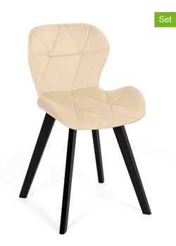 IDOMYA Factory Krzesła (4 szt.) w kolorze beżowo-czarnym do jadalni - 47,5 x 79 x 50 cm ze sklepu Limango Polska w kategorii Meble - zdjęcie 187704257