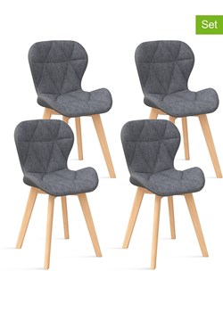 IDOMYA Factory Krzesła (4 szt.) w kolorze szaro-jasnobrązowym do jadalni - 50 x 79 x 46 cm ze sklepu Limango Polska w kategorii Meble - zdjęcie 187704366