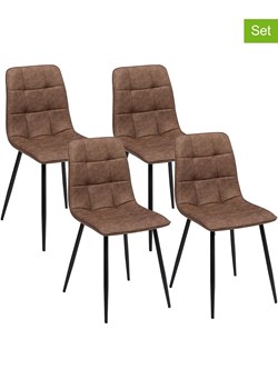 IDOMYA Factory Krzesła (4 szt.) w kolorze brązowo-czarnym do jadalni - 55 x 88 x 46 cm ze sklepu Limango Polska w kategorii Meble - zdjęcie 187704459