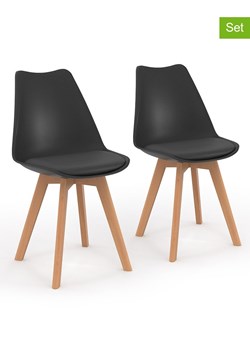 IDOMYA Factory Krzesła (2 szt.) &quot;Nordia&quot; w kolorze czarnym - 46 x 79,5 x 51 cm ze sklepu Limango Polska w kategorii Meble - zdjęcie 187704655