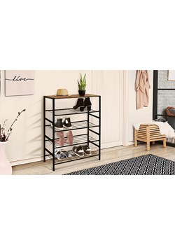 IDOMYA Essentials Regał &quot;Elize&quot; w kolorze jasnobrązowo-czarnym na buty - 63 x 80 x 30 cm ze sklepu Limango Polska w kategorii Szafy - zdjęcie 187705267