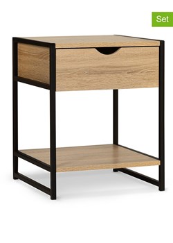 IDOMYA Essentials Stoliki nocne (2 szt.) &quot;Memphis&quot; w kolorze jasnobrązowo-czarnym - 40 x 50 cm ze sklepu Limango Polska w kategorii Szafy - zdjęcie 187706195