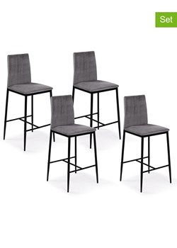 IDOMYA Factory Hockery barowe (4 szt.) &quot;Jade&quot; w kolorze szaro-czarnym - 46,5 x 100 x 43 cm ze sklepu Limango Polska w kategorii Meble - zdjęcie 187706228