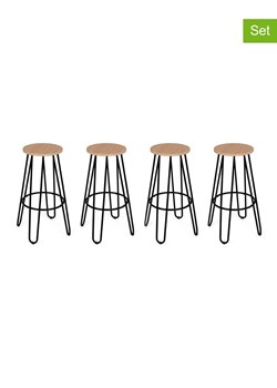 IDOMYA Factory Hockery barowe (4 szt.) w kolorze jasnobrązowo-czarnym - 30 x 66,5 x 30 cm ze sklepu Limango Polska w kategorii Meble - zdjęcie 187706235