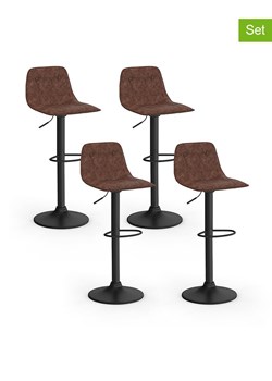 IDOMYA Factory Hockery barowe (4 szt.) &quot;Edison&quot; w kolorze brązowo-czarnym - 42 x 104 x 39 cm ze sklepu Limango Polska w kategorii Meble - zdjęcie 187706315
