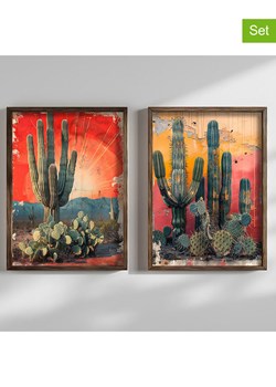 ABERTO DESIGN Druki artystyczne (2 szt.) w drewnianej ramce - 70 x 50 cm ze sklepu Limango Polska w kategorii Obrazy - zdjęcie 187709428