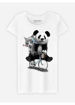WOOOP Koszulka &quot;Bicycle Panda&quot; w kolorze białym ze sklepu Limango Polska w kategorii Bluzki damskie - zdjęcie 187710746