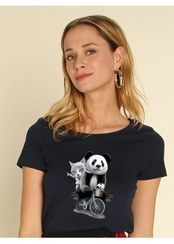 WOOOP Koszulka &quot;Panda Bicycle&quot; w kolorze granatowym ze sklepu Limango Polska w kategorii Bluzki damskie - zdjęcie 187710915