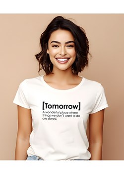 WOOOP Koszulka &quot;Tomorrow definition&quot; w kolorze białym ze sklepu Limango Polska w kategorii Bluzki damskie - zdjęcie 187710968