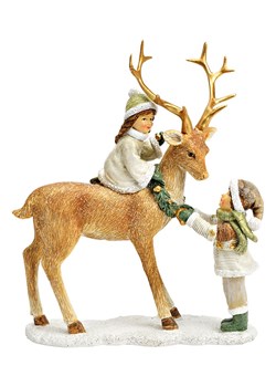 G. Wurm Figurka dekoracyjna &quot;Deer &amp; Children&quot; w kolorze jasnobrązowym - 18 x 21 x 8 cm ze sklepu Limango Polska w kategorii Dekoracje - zdjęcie 187712896