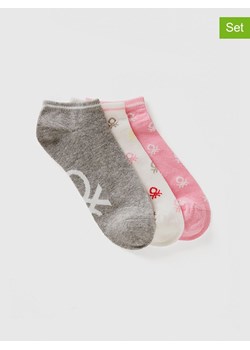 Benetton Skarpety (3 pary) w kolorze szarym, jasnoróżowym i białym ze sklepu Limango Polska w kategorii Skarpetki dziecięce - zdjęcie 187713756