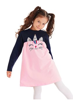 Denokids Sukienka &quot;Uni-cat&quot; w kolorze granatowo-jasnoróżowym ze sklepu Limango Polska w kategorii Sukienki dziewczęce - zdjęcie 187721009