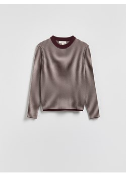 Reserved - Bawełniany longsleeve w paski - ciemnobrązowy ze sklepu Reserved w kategorii Bluzki damskie - zdjęcie 187745629
