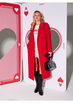 Sinsay - Długi płaszcz z ozdobnymi guzikami - czerwony ze sklepu Sinsay w kategorii Płaszcze damskie - zdjęcie 187746195