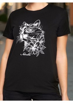 Sinsay - Bawełniana koszulka z nadrukiem - czarny ze sklepu Sinsay w kategorii Bluzki damskie - zdjęcie 187746197