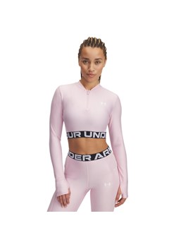 Damski longsleeve treningowy Under Armour Heatgear Rib 1/4 Zip Ls - różowy ze sklepu Sportstylestory.com w kategorii Bluzki damskie - zdjęcie 187746438