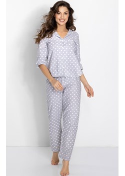 Bawełniana piżama damska rozpinana Looking Good, Kolor szaro-biały, Rozmiar S, Momenti per me ze sklepu Intymna w kategorii Piżamy damskie - zdjęcie 187749238