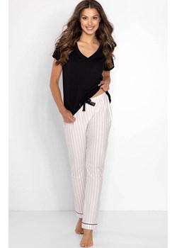 Piżama damska długie spodnie Rita, Kolor czarno-biało-beżowy, Rozmiar S, Momenti per me ze sklepu Intymna w kategorii Piżamy damskie - zdjęcie 187749285