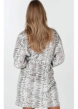 Ciepły szlafrok damski Diana, Kolor szary-wzór, Rozmiar M, Momenti per me ze sklepu Intymna w kategorii Szlafroki damskie - zdjęcie 187749316