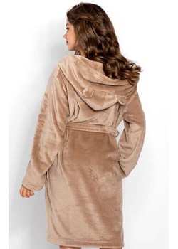 Szlafrok damski z kapturem z uszami Teddy, Kolor beżowy, Rozmiar S, Momenti per me ze sklepu Intymna w kategorii Szlafroki damskie - zdjęcie 187749365
