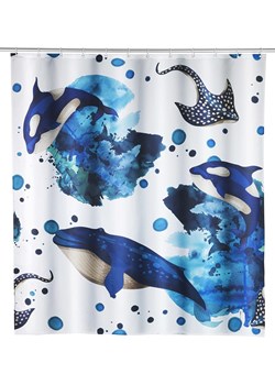 Wenko Zasłona prysznicowa &quot;Aquaris&quot; w kolorze niebiesko-białym - 200 x 180 cm ze sklepu Limango Polska w kategorii Akcesoria łazienkowe - zdjęcie 187755436