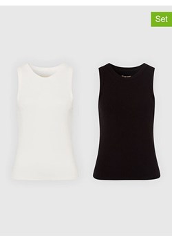 Les Lunes Topy (2 szt.) &quot;Chloee&quot; w kolorze czarnym i białym ze sklepu Limango Polska w kategorii Bluzki damskie - zdjęcie 187758226