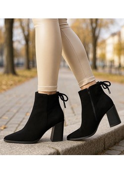 Klasyczne botki damskie zimowe na obcasie Czarne /K3-1 18564 W222/ ze sklepu Pantofelek24.pl w kategorii Botki - zdjęcie 187760858