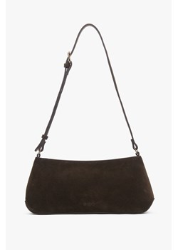 Estro: Elegancka ciemnobrązowa torebka damska na ramię z weluru naturalnego ze sklepu Estro w kategorii Listonoszki - zdjęcie 187761066