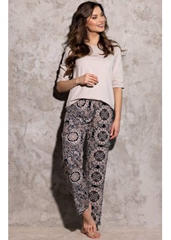 Piżama damska długa La Boheme, Kolor beżowo-czarny, Rozmiar S, Momenti per me ze sklepu Primodo w kategorii Piżamy damskie - zdjęcie 187761549