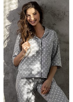 Bawełniana piżama damska rozpinana Looking Good, Kolor szaro-biały, Rozmiar S, Momenti per me ze sklepu Primodo w kategorii Piżamy damskie - zdjęcie 187761596