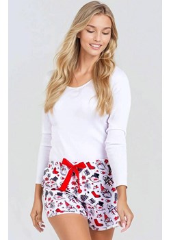 Świąteczna piżama damska bawełniana Joy, Kolor biało-czerwony, Rozmiar L, Momenti per me ze sklepu Primodo w kategorii Piżamy damskie - zdjęcie 187761659